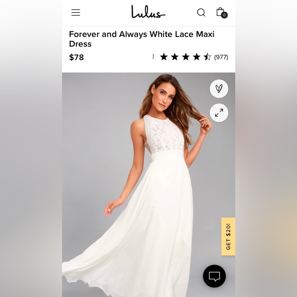 Lulu’s Forever and Always white lace maxi dress wedding dress - medium